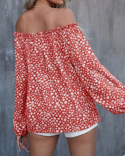 Floral Off Shoulder Lantern Sleeve Blouse