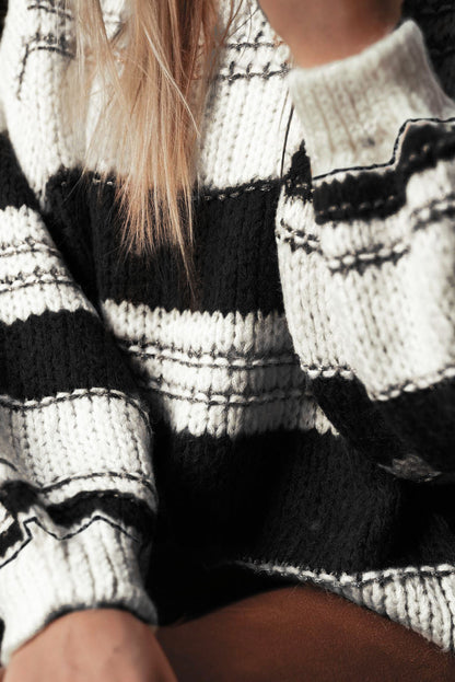 Stripe Puff Sleeve Sweater