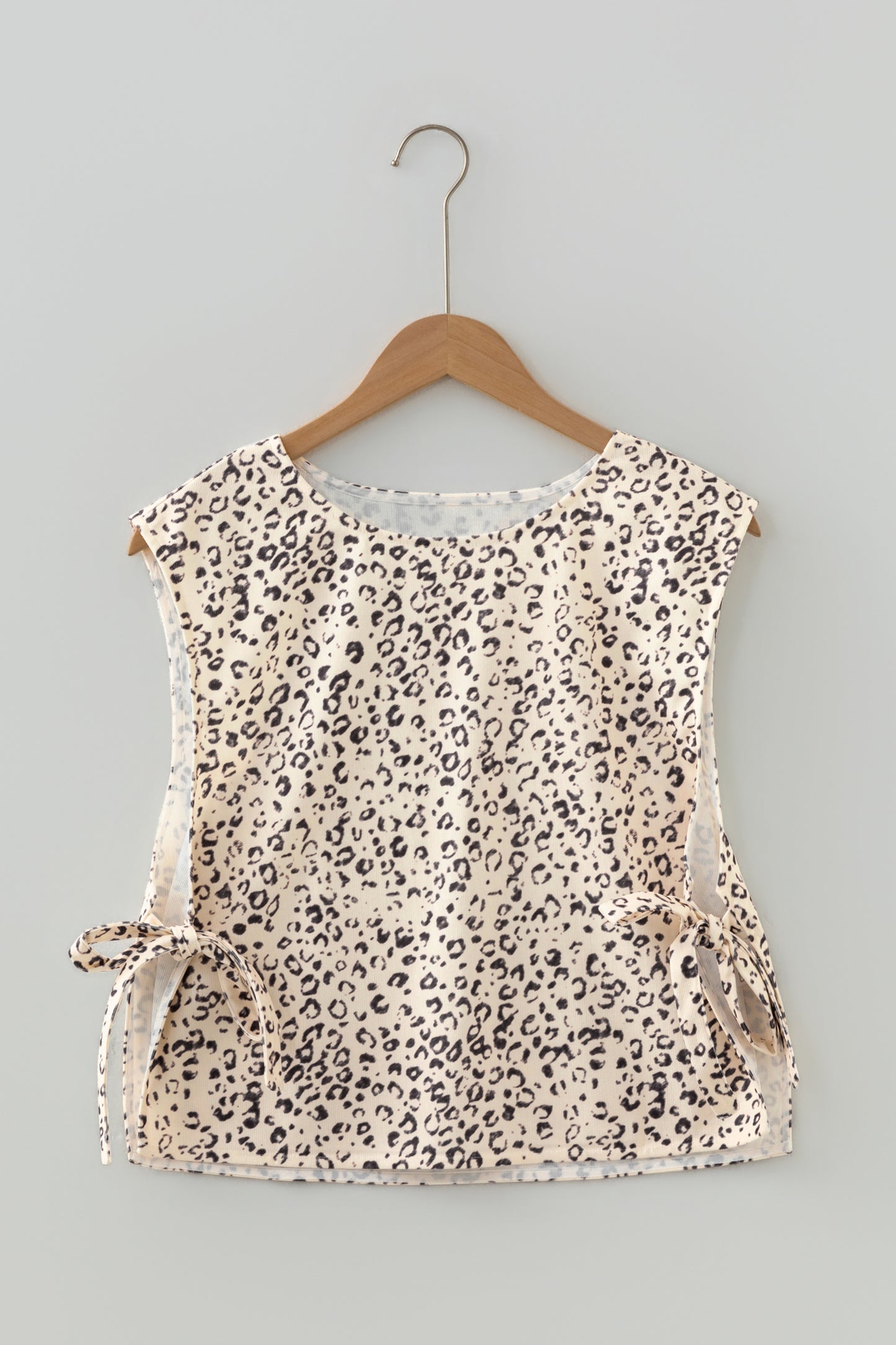 Leopard Side Tie Sleeveless Top