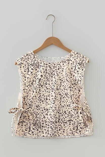 Leopard Side Tie Sleeveless Top
