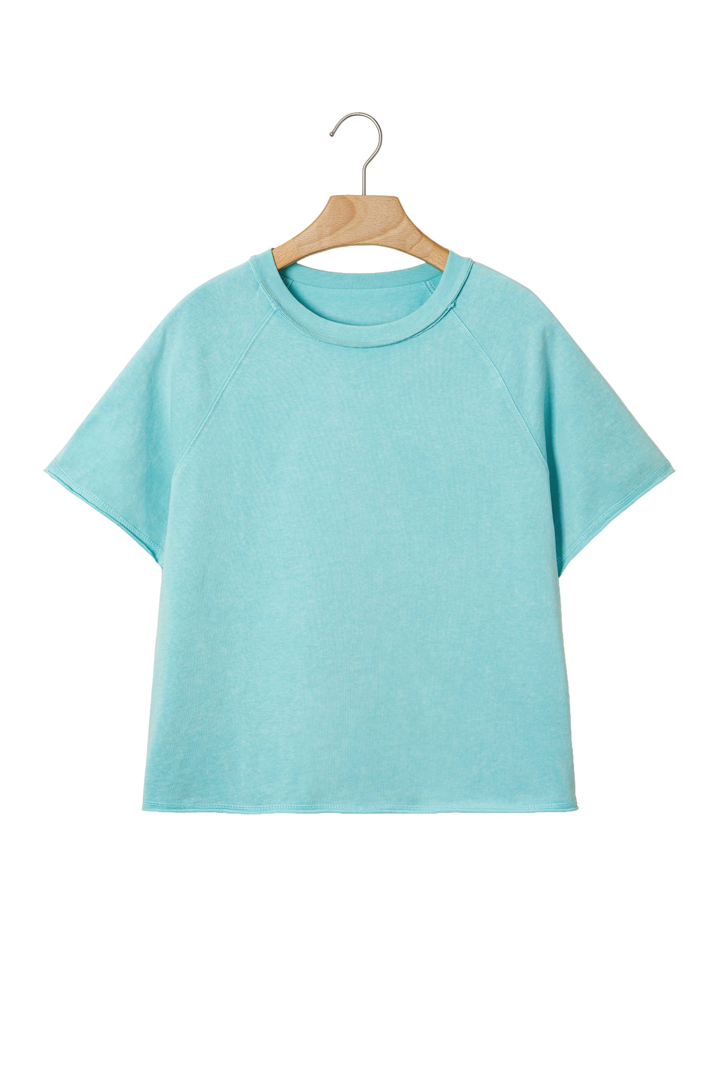 Mineral Wash Raglan Sleeve Boxy Cropped Tee