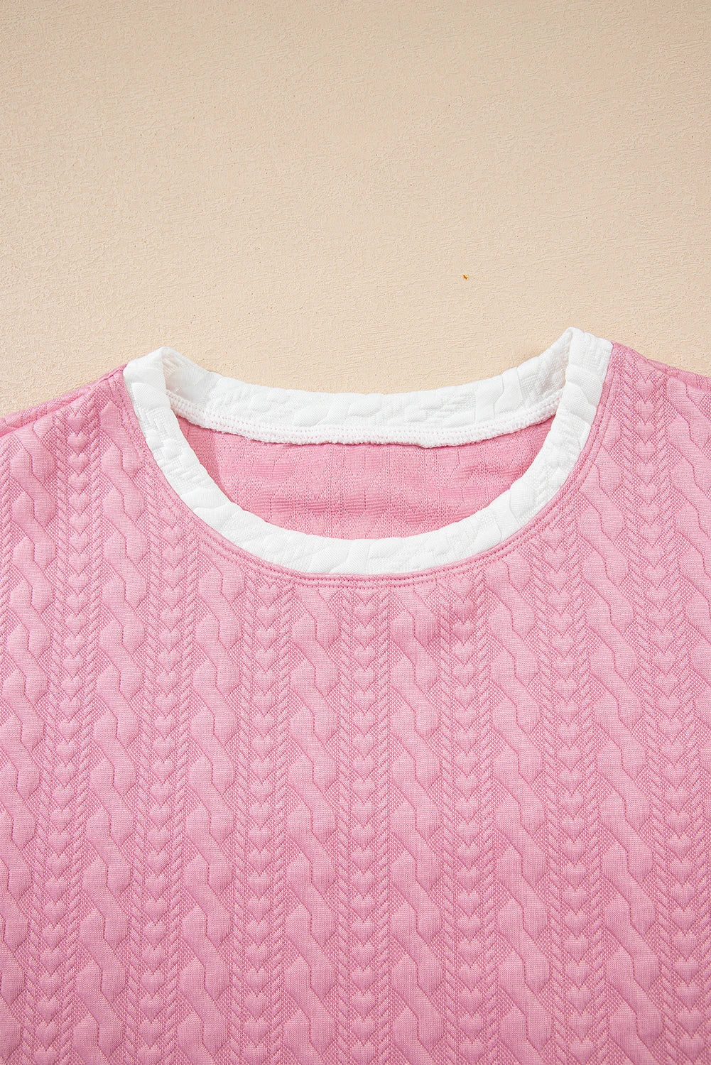 Textured Contrast Trim Crewneck Tee & Pocketed Skirt Set