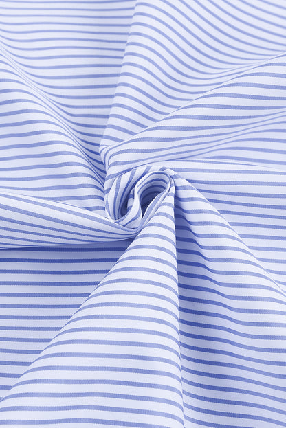 Stripe Smocked Long Sleeve Button-Up Shirt