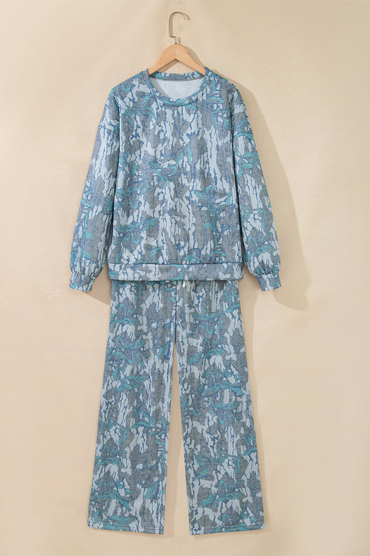 Floral Camo Sweatshirt & Drawstring Pants Set