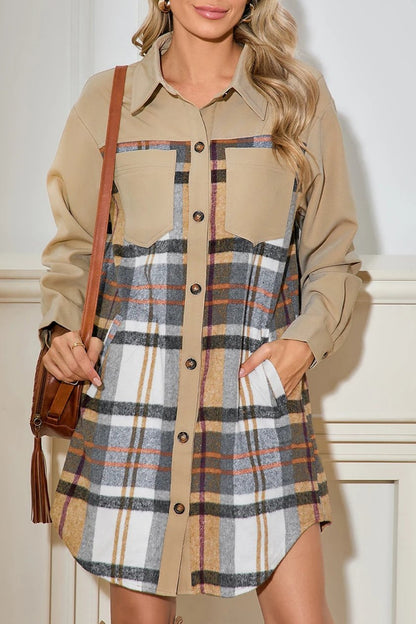 Plaid Long Sleeve Mini Dress