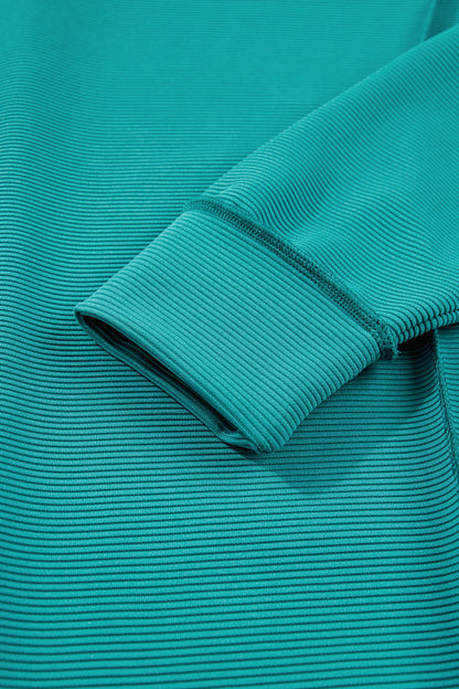 Ribbed Exposed Seam Drop Shoulder Pullover