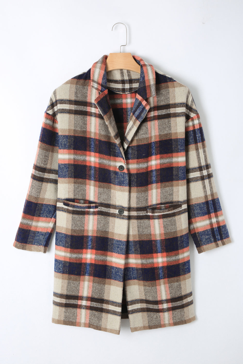 Plaid Pocketed Coat Jacket