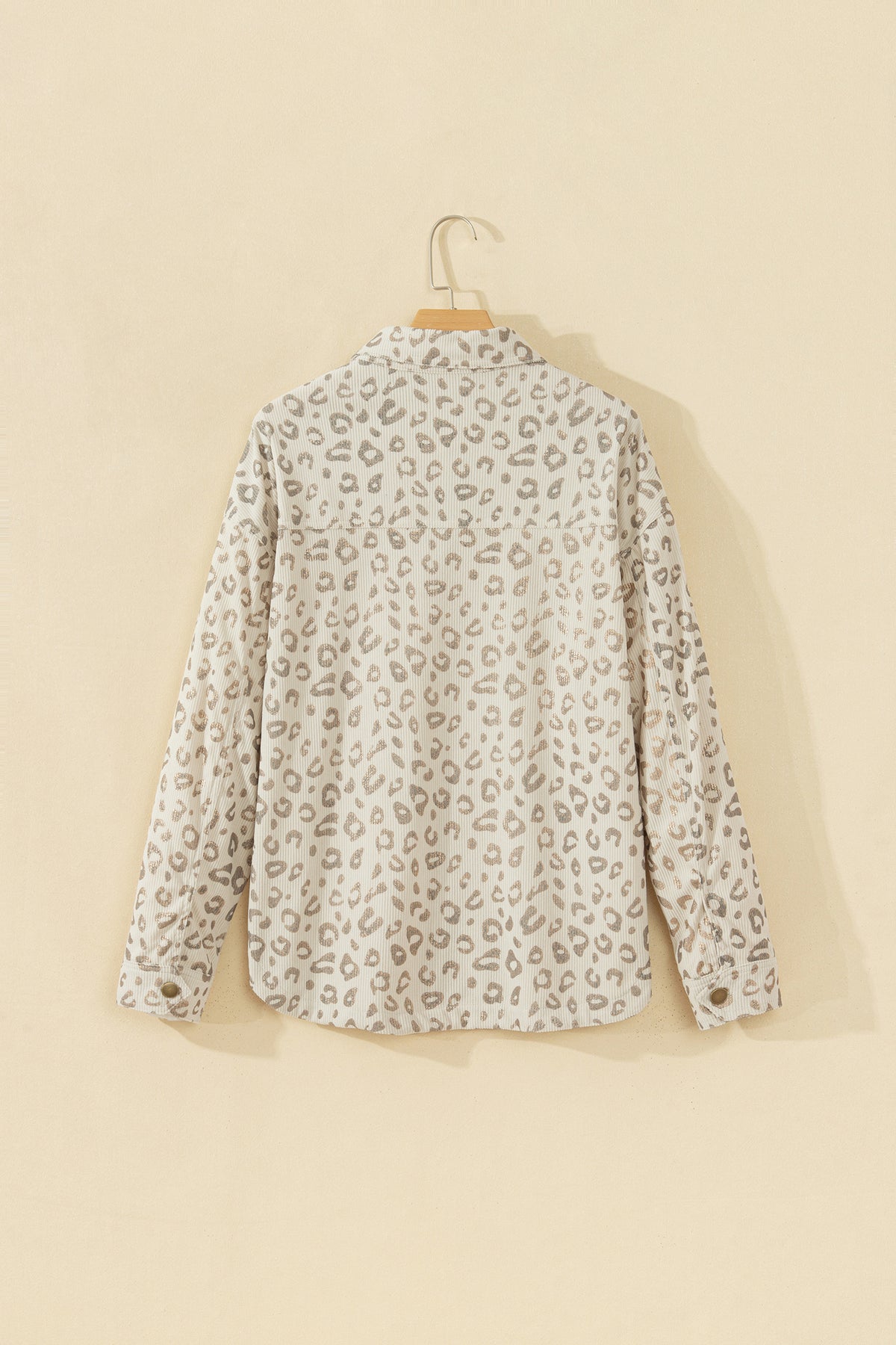 Leopard Corduroy Collared Patch Pocket Jacket