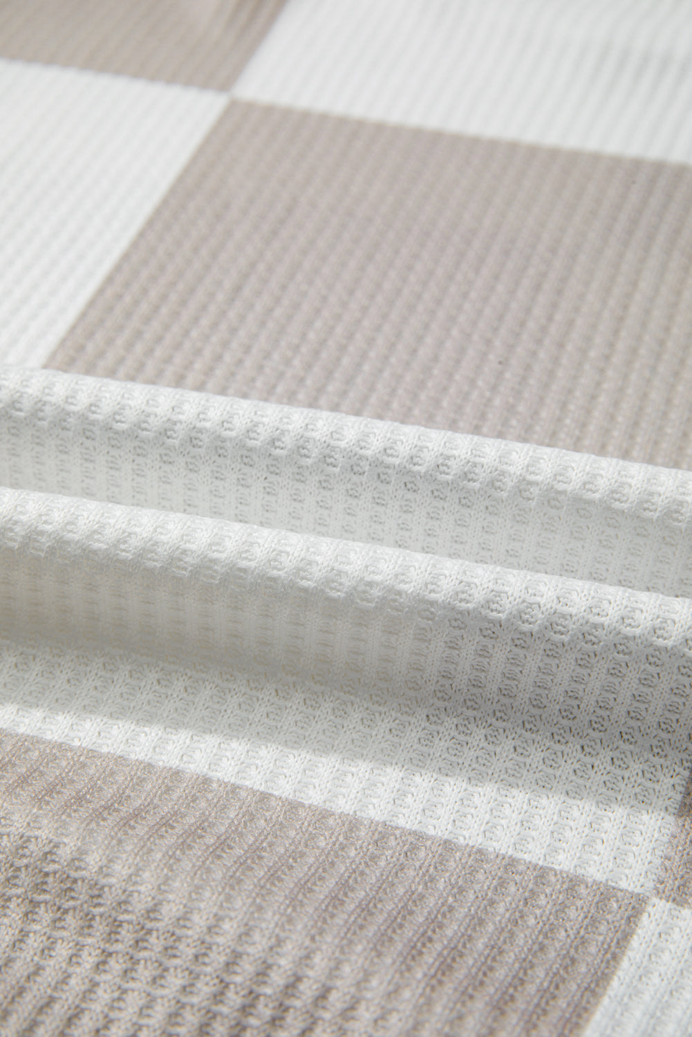 Checker Waffle Knit Long Sleeve Top