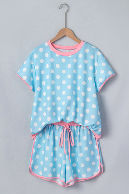 Polka Dot Contrast Trim Top & Short Set