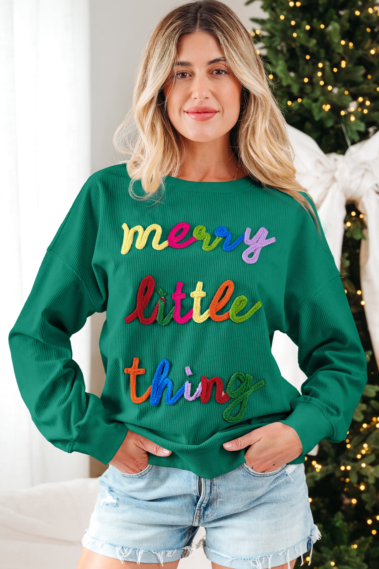 Merry Little Thing Textured Long Sleeve Sweatshirt