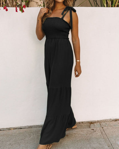 Smocked Tiered Wide Leg Jumpsuit