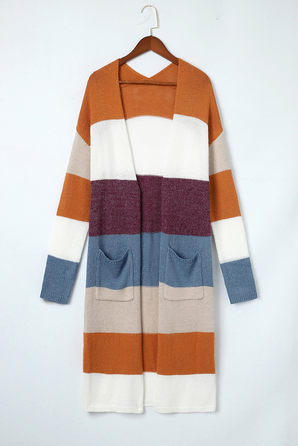 Colorblock Pocketed Duster Cardigan