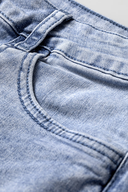 Denim Turn-Up Cuffs Wide Leg Jeans
