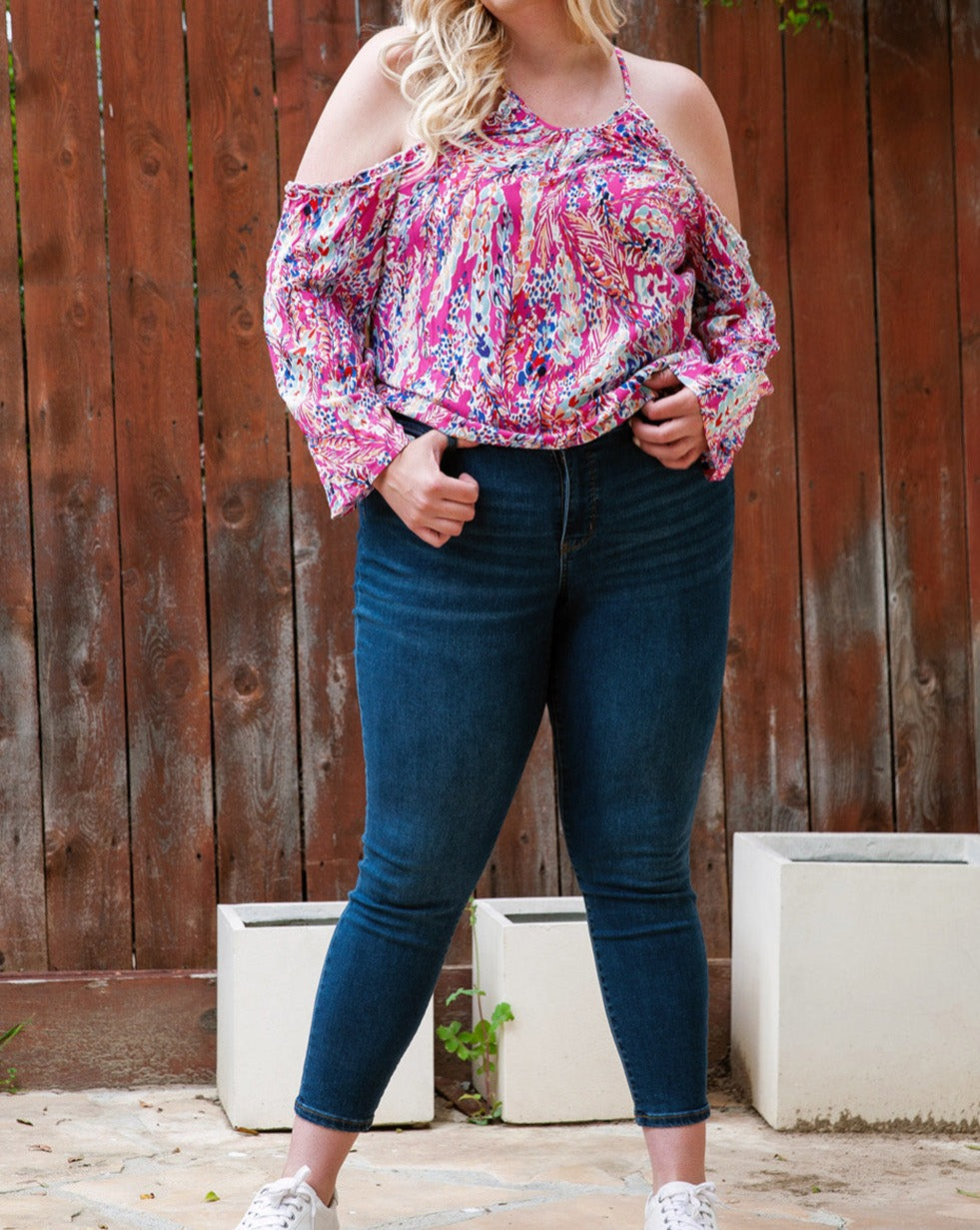 Floral Cold Shoulder Top Plus Size