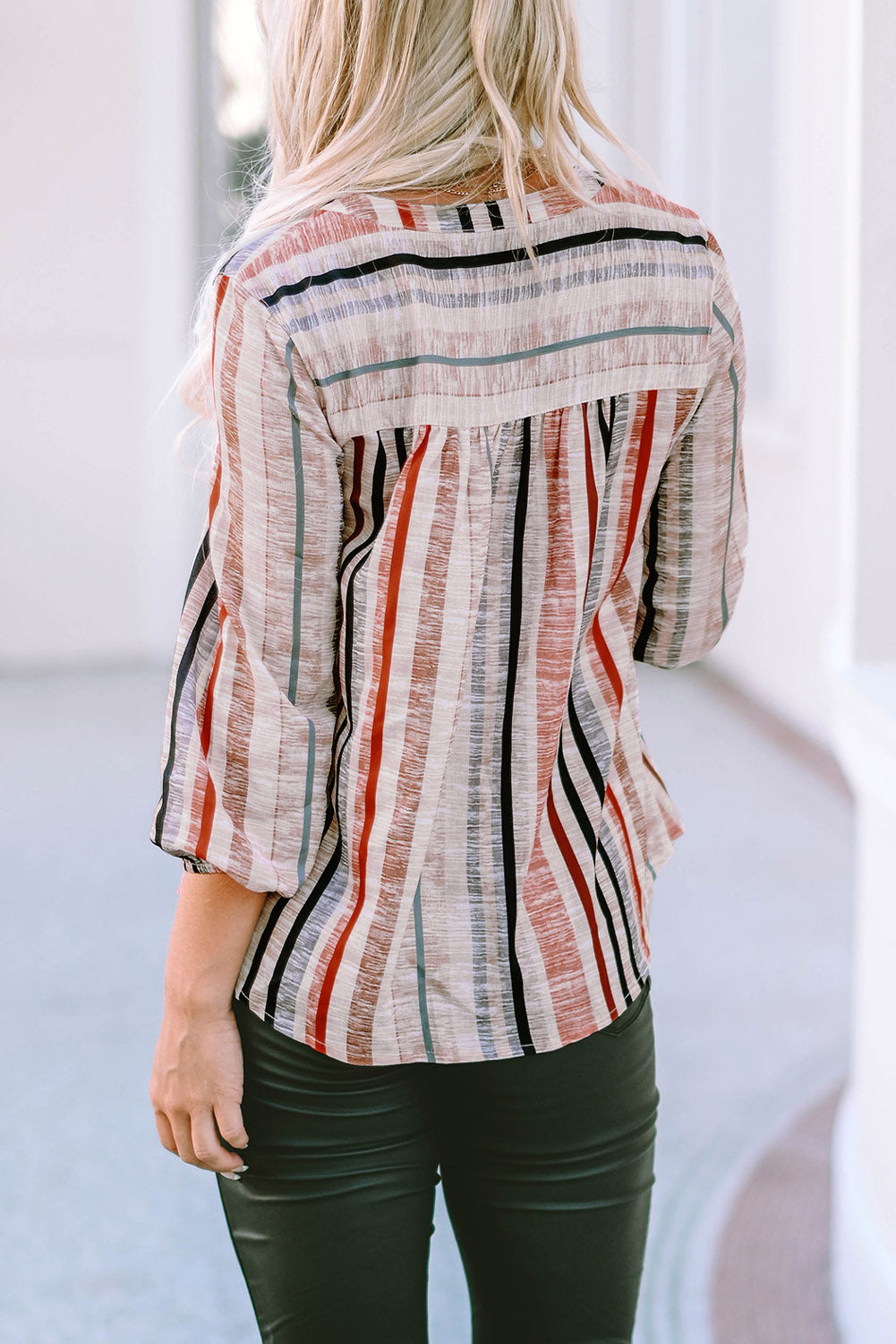 Stripe 3/4 Sleeve Blouse