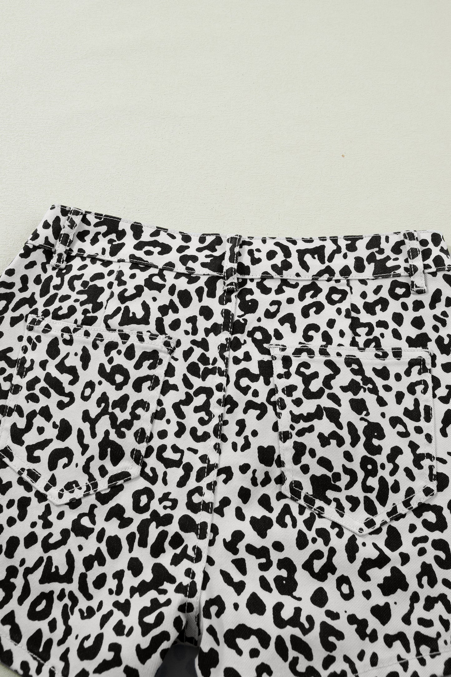 Leopard Denim Buttoned Overlap Shorts