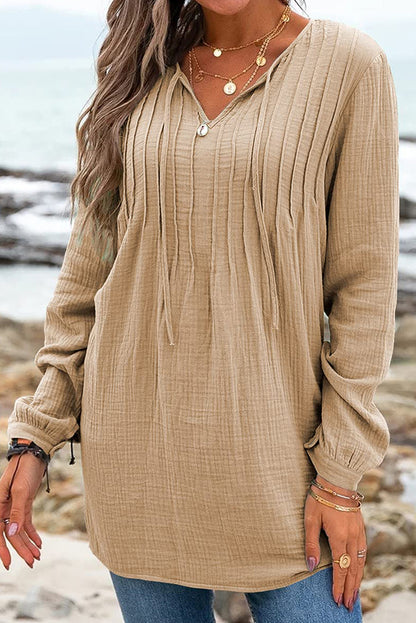 Pleated Gauze Tunic Top