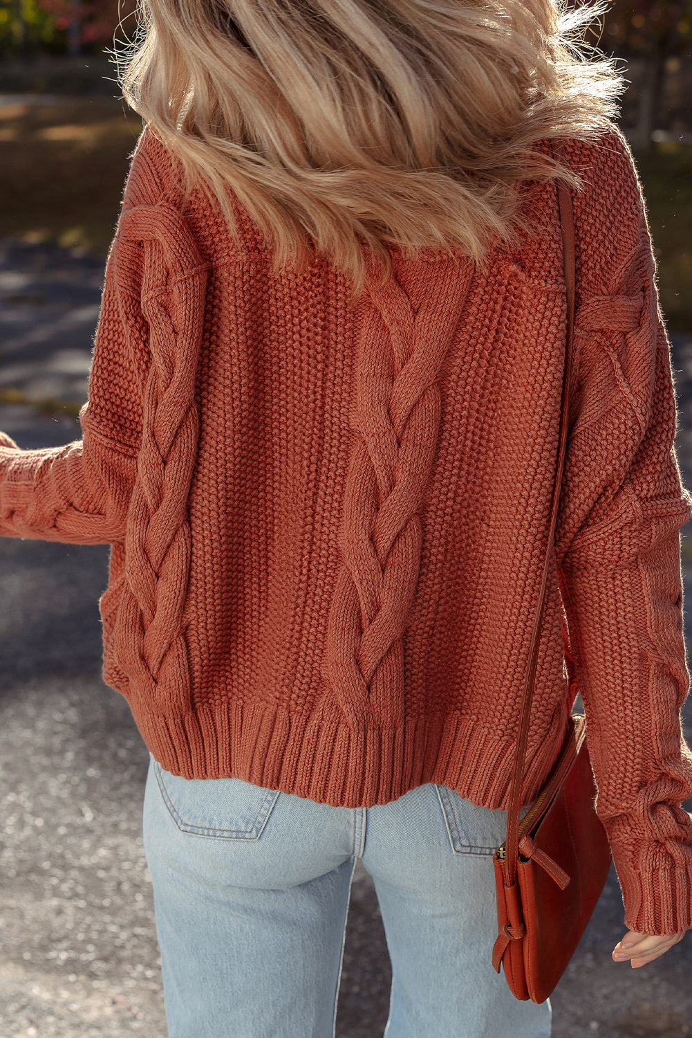 Textured Chunky Knit Long Sleeve Sweater