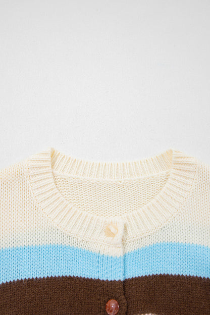 Stripe Colorblock Long Sleeve Drop Shoulder Cardigan