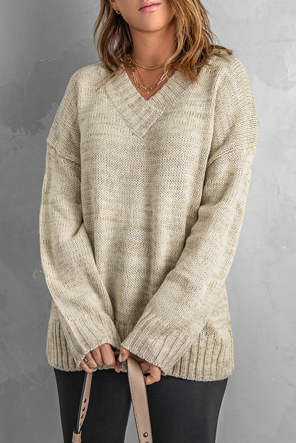 Drop Shoulder V-Neck Sweater