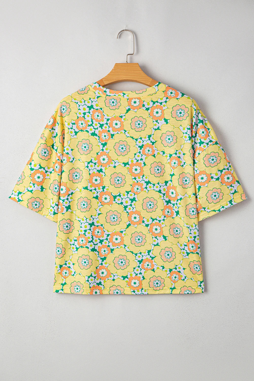 Flower Drop Shoulder Short Sleeve T-Shirt