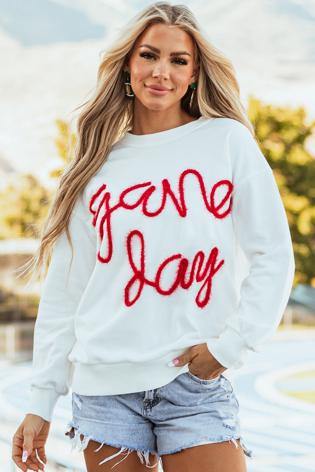 GAME DAY Tinsel Drop Shoulder Sweatshirt