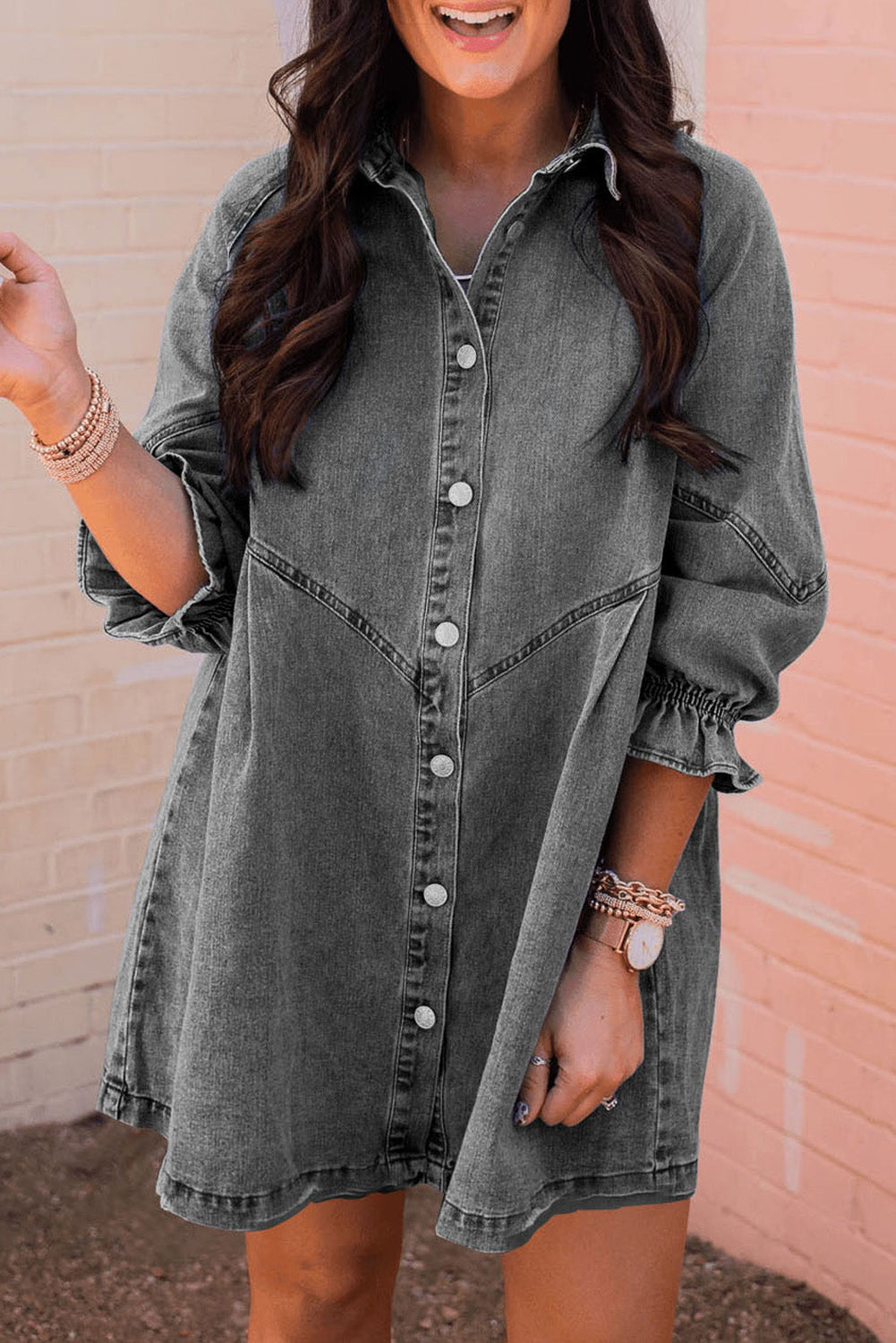 Denim Long Sleeve Mini Dress