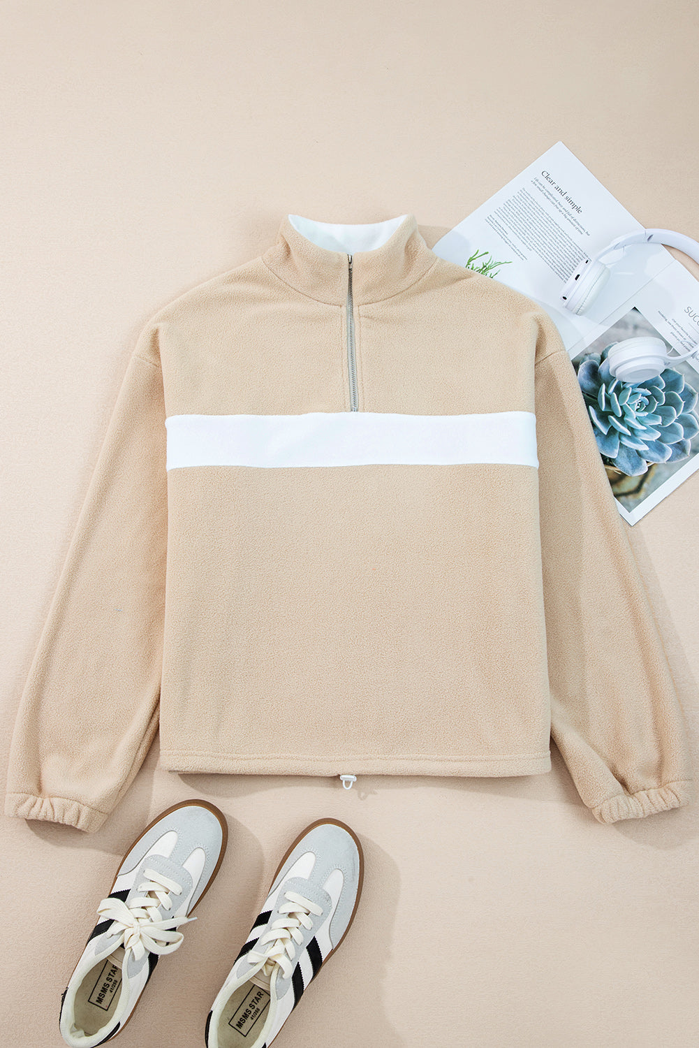 Colorblock Fleece Half Zip Long Sleeve Sweatshirt