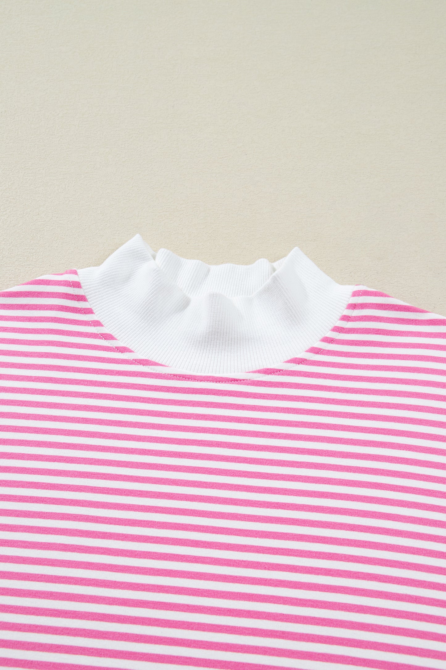 Stripe Oversize Mock Neck Sweatshirt & Shorts Set