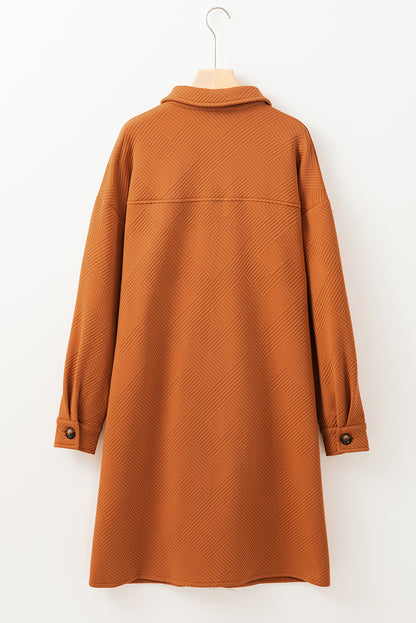 Texture Collar Buttoned Front Duster Coat