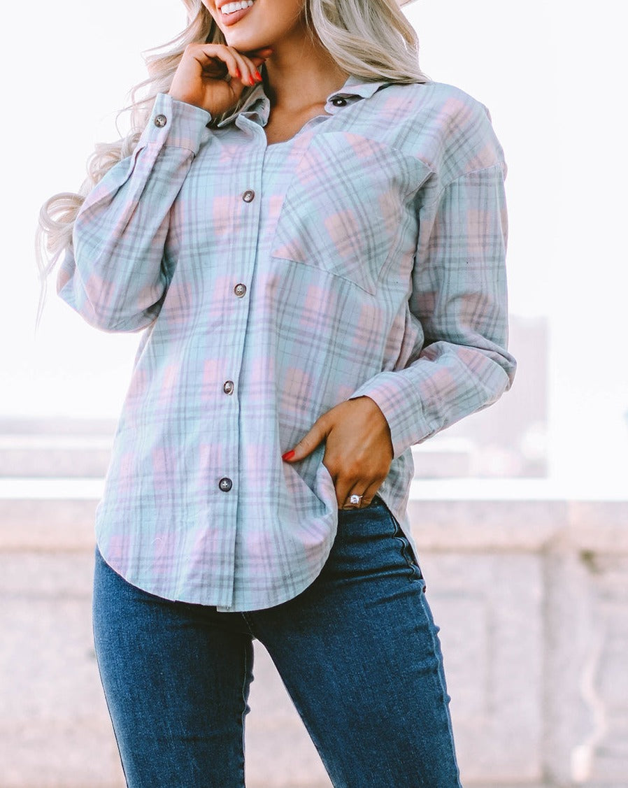 Plaid Long Sleeve Buttoned Shirt