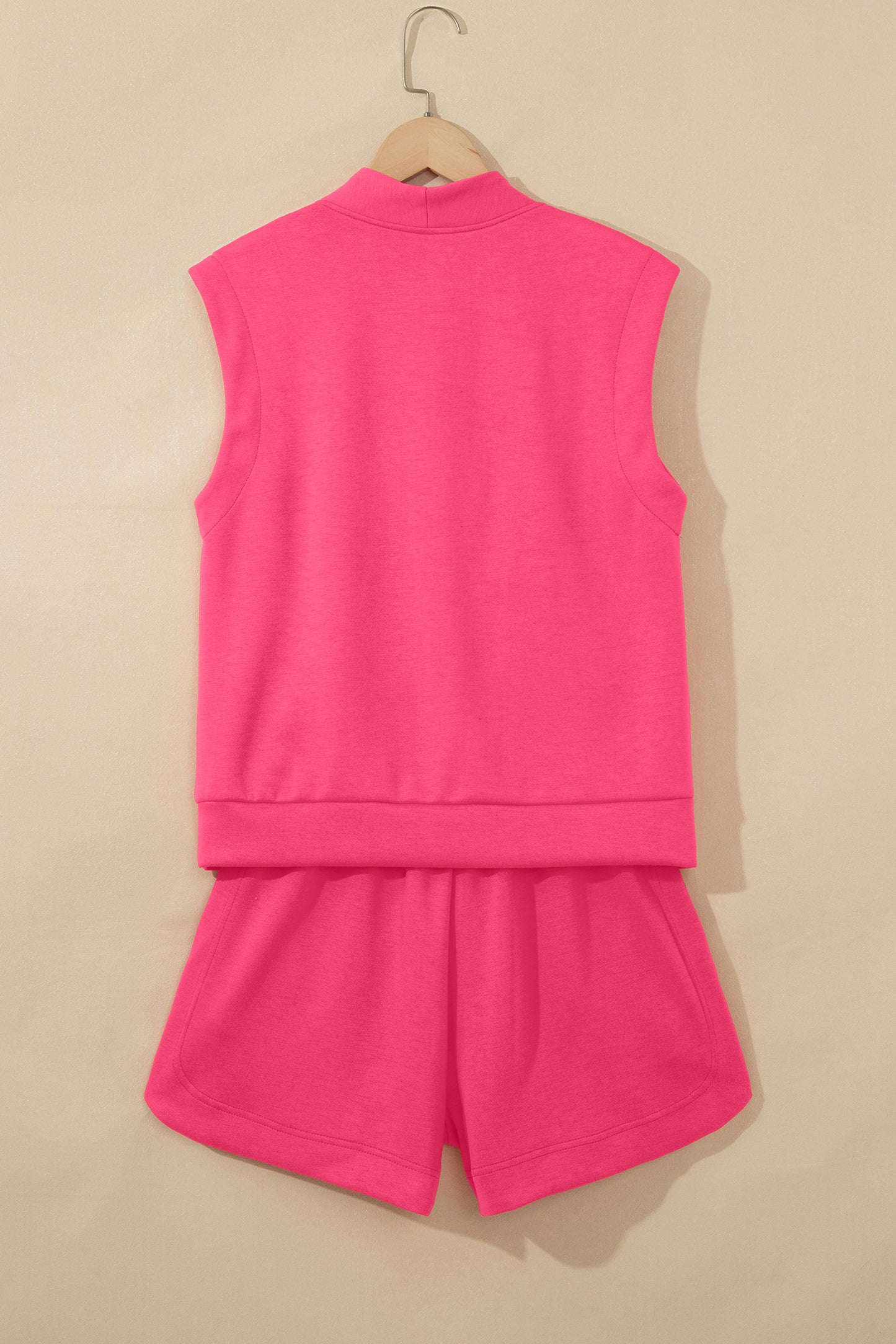 Quarter Zip Sleeveless Top & Drawstring Shorts Set