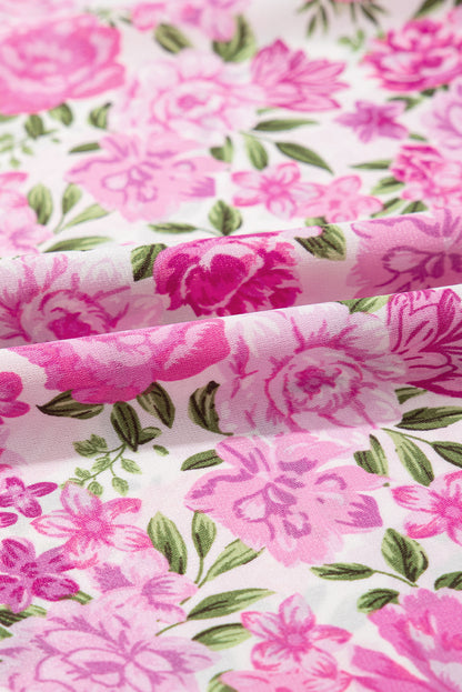 Dainty Floral Smocked Puff Sleeve Flowy Maxi Dress