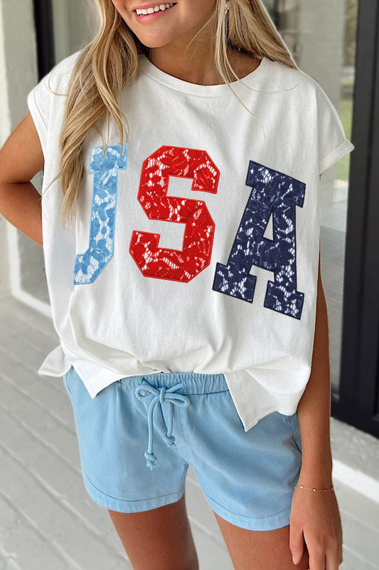 USA Colorblock Letter Dolman Sleeve Tee