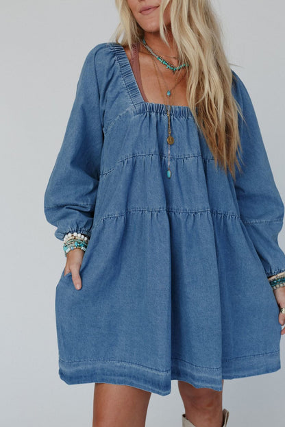 Denim Side Pocket Mini Dress