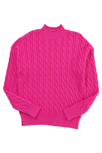 Solid Cable Drop Shoulder Sweater