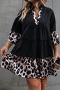 Leopard Colorblock Ruffle Dress Plus Size