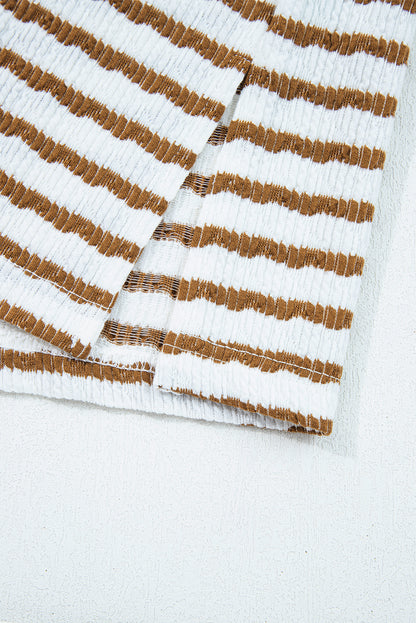 Plus Size Stripe V-Neck Pullover and Drawstring Pants Set