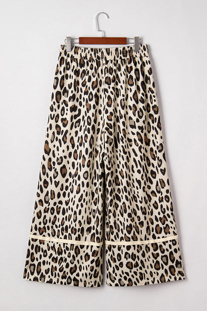 Leopard Wide Leg Cropped Pants