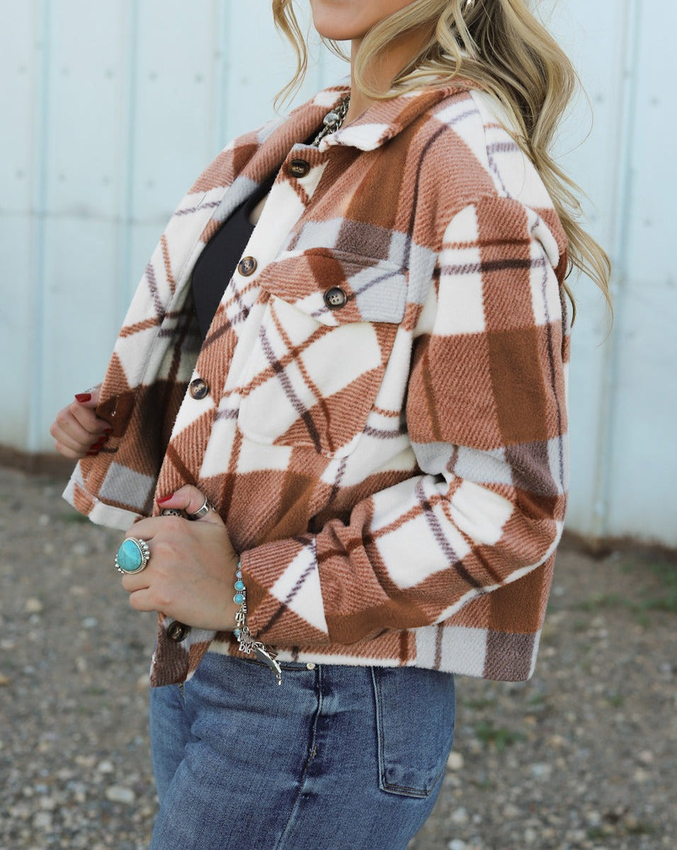 Western Plaid Flap Pockets Shacket