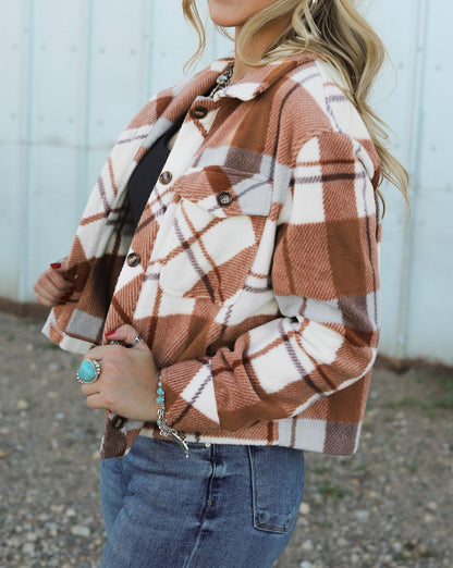 Western Plaid Flap Pockets Shacket