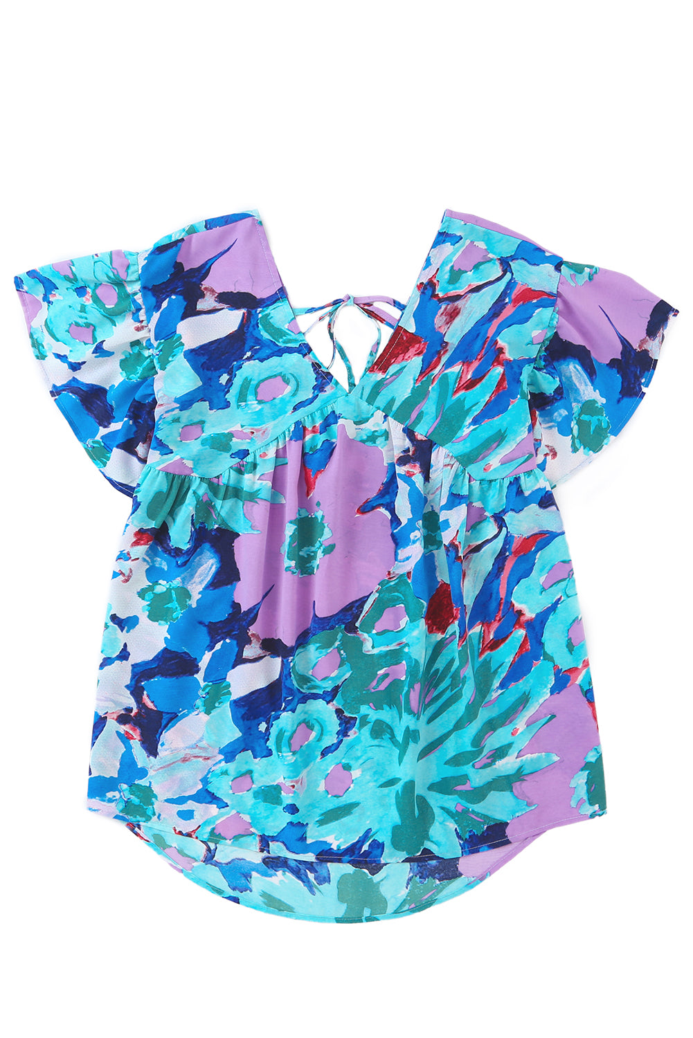 Abstract Flutter Sleeve Blouse