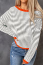 Stripe Contrast Drop Shoulder Sweater