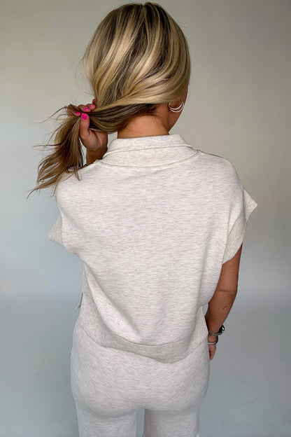 Solid Half Zip Polo Tee and Pants Set