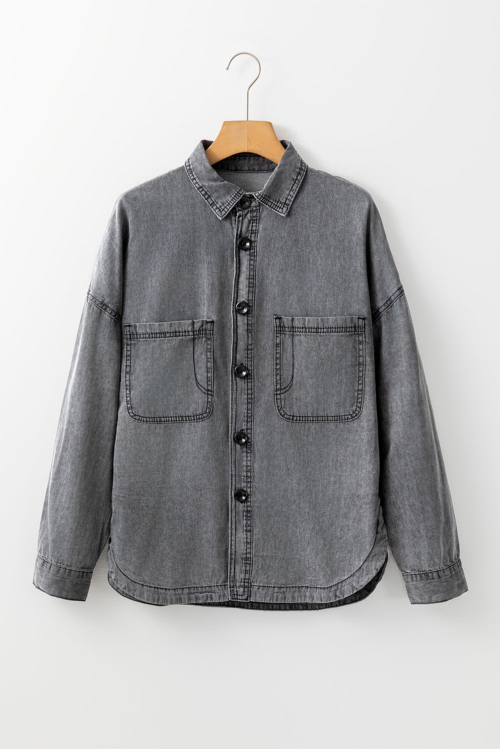 Denim Mineral Wash Pocketed Jacket