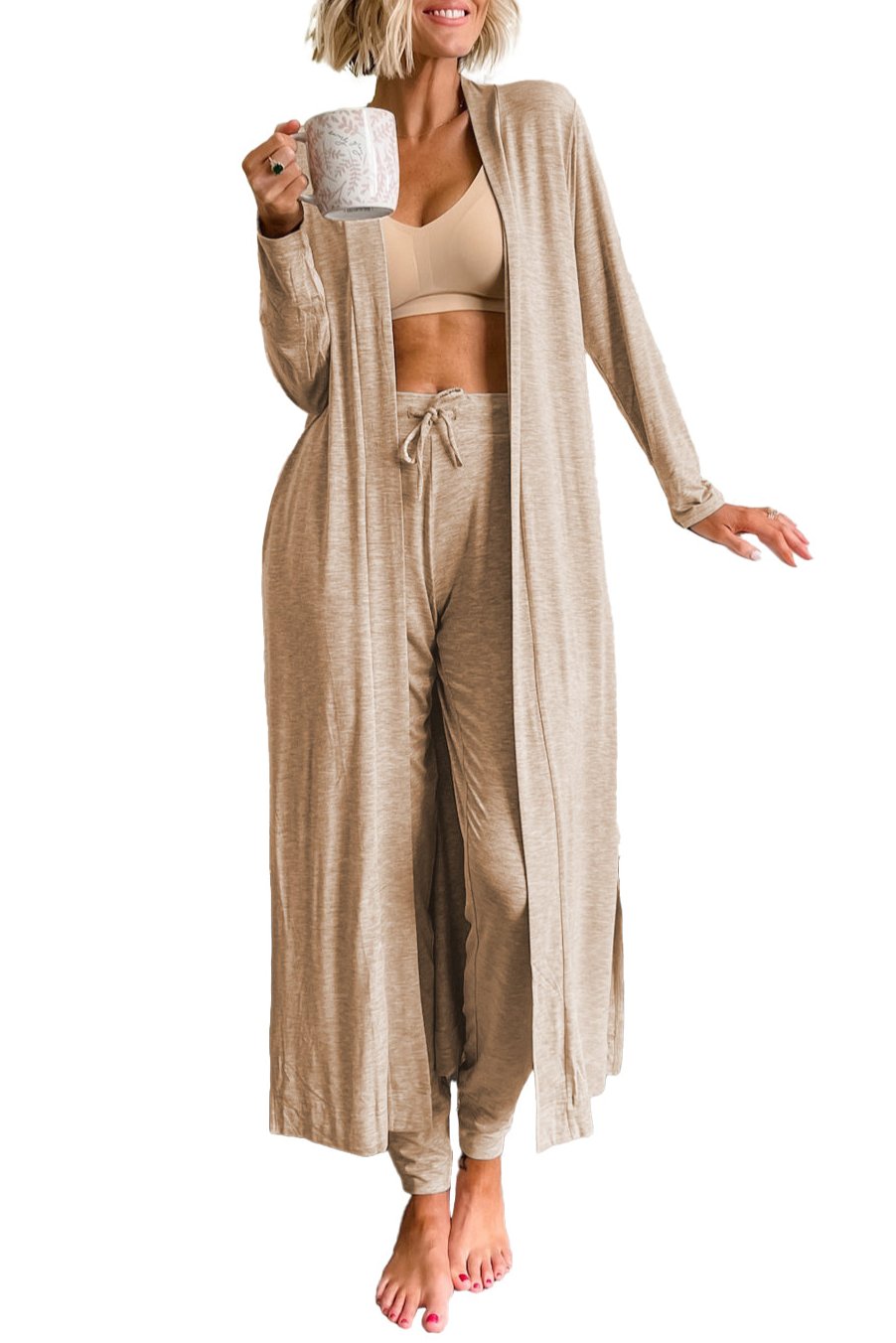 Long Cardigan and Pants Lounge Set