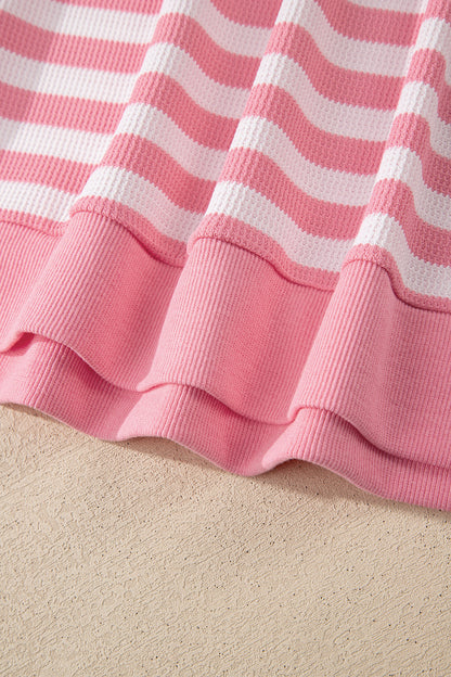 Stripe Puff Sleeve T-Shirt & Drawstring Shorts Set