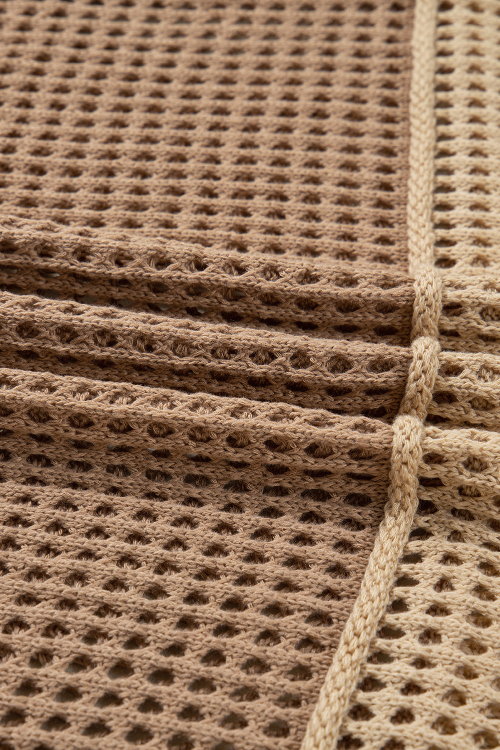 Plus Size Colorblock Hollowed Knit Hooded Sweater