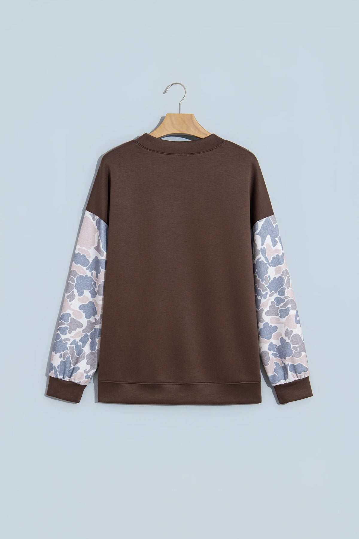 Camo Patchwork Drop Shoulder Crewneck Sweatshirt